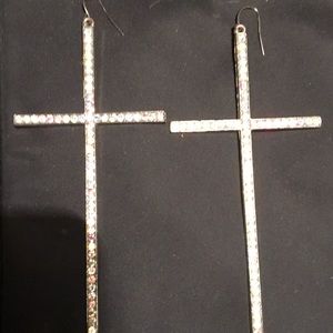 Bling cross shaped earrings